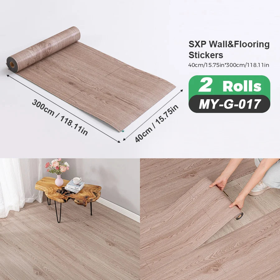 Self Adhesive Wall And Floor Sticker Wood Grain Marble Design 2 Rolls