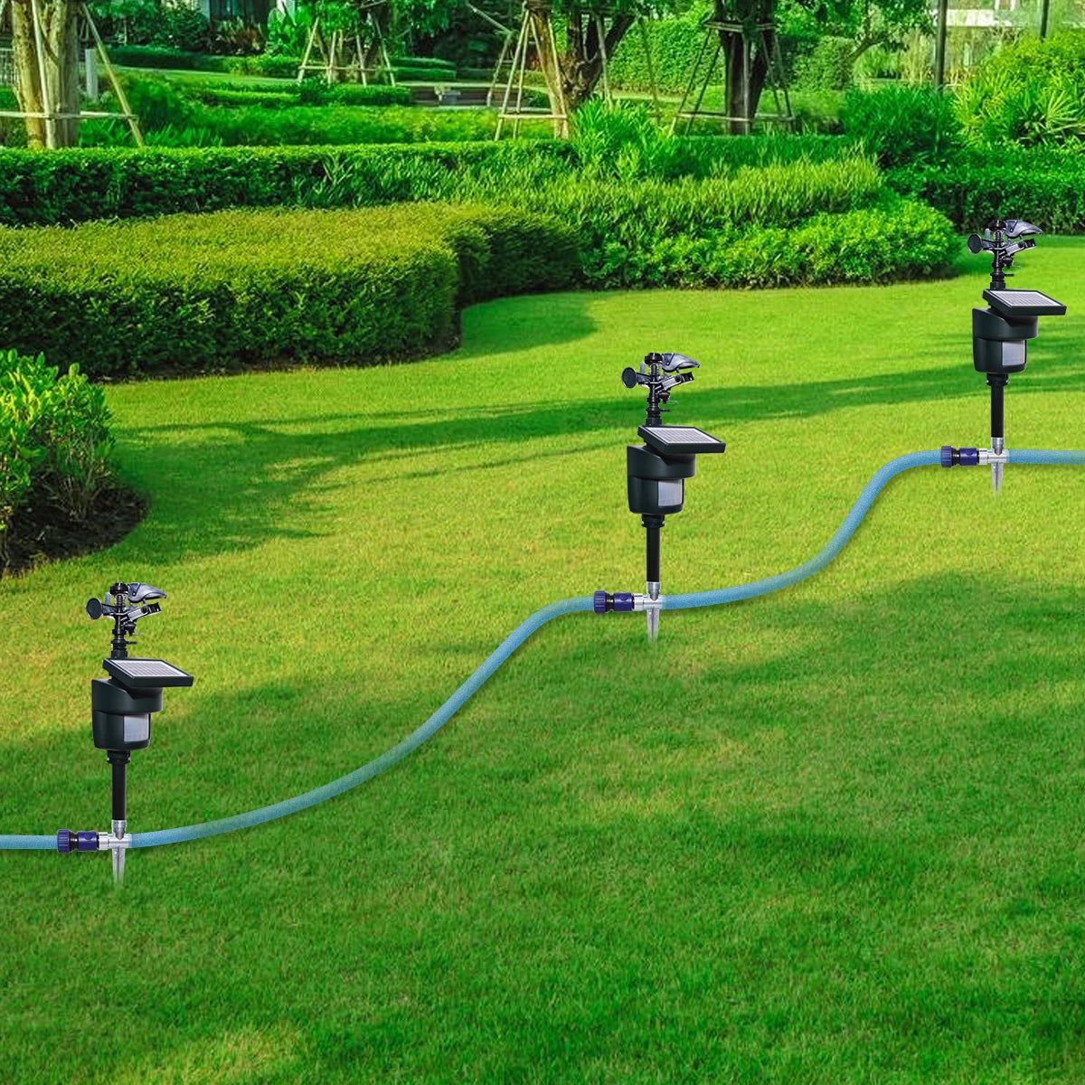 Yardeen Motion Activated Sprinkler With Solar Panel Outdoor Animal Deterrent