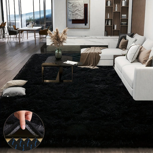 Fluffy Plush Area Rug With Geometric Pattern For Living Room