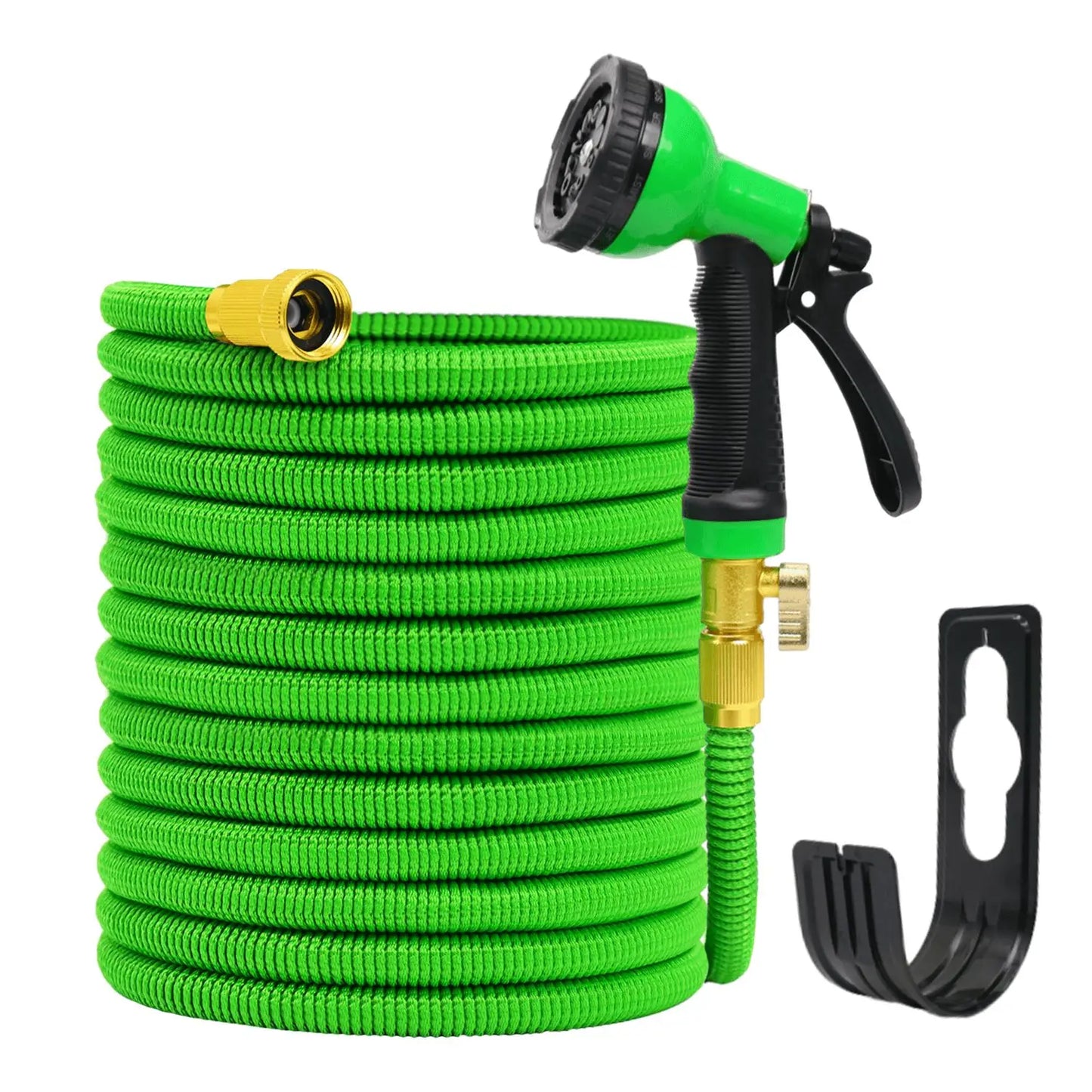 Expandable Garden Hose With Holder And 10 Pattern Spray Nozzle