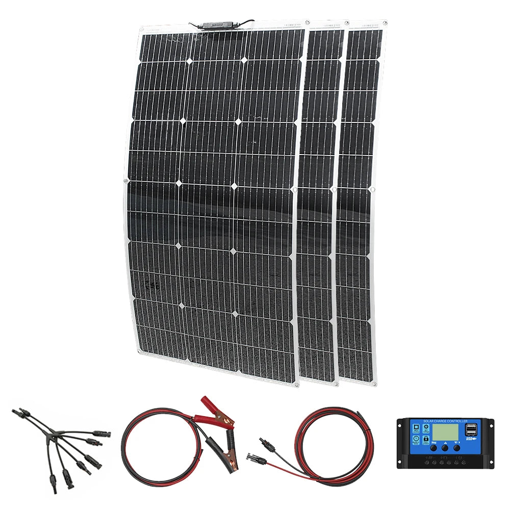 ASUNERGE 400W Flexible Monocrystalline Solar Panel Kit 12V Off Grid