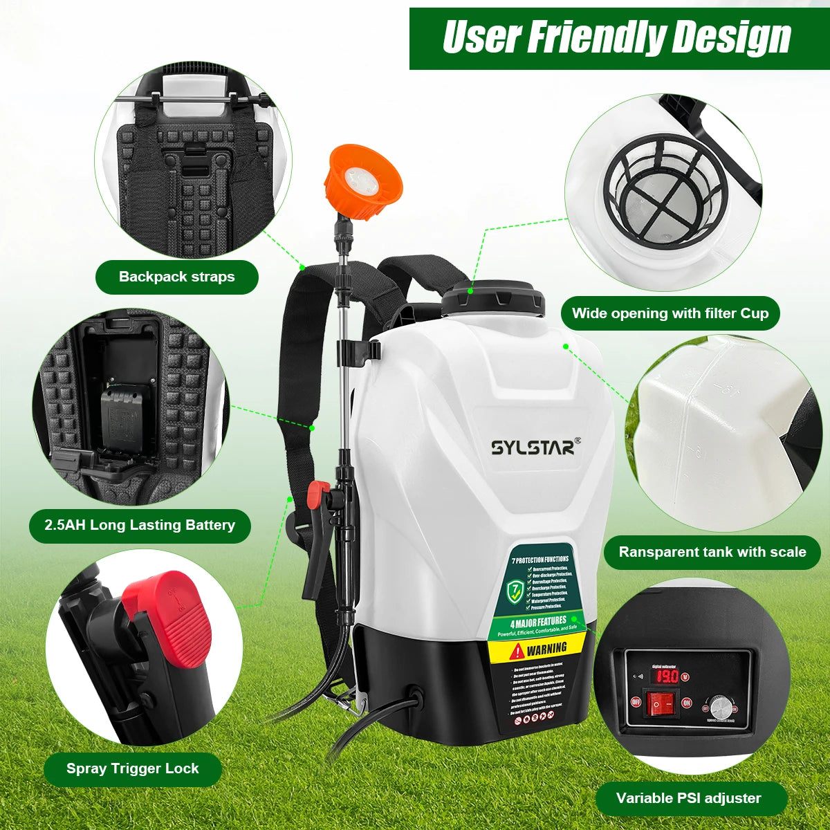 Backpack Sprayer Battery Powered 100 PSI Compatible With 18V Battery