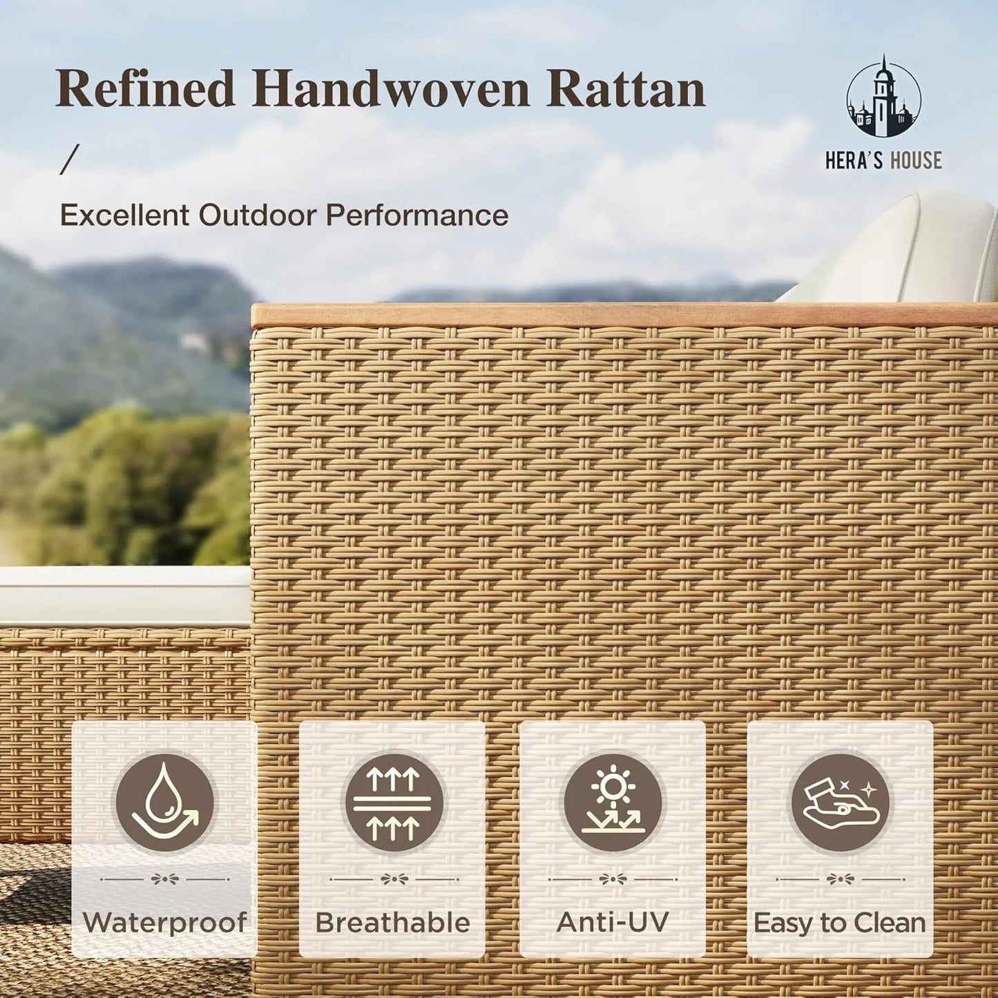 XIUWO 3 Piece Outdoor Wicker Patio Furniture Set With Table
