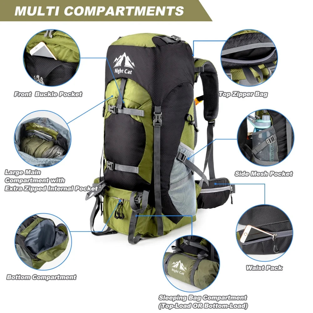 Night Cat Waterproof Lightweight Hiking Backpack For Men And Women All Seasons