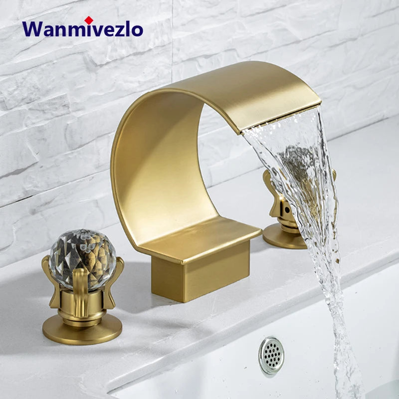Wanmivezlo Brass Deck Mount Widespread Basin Faucet Dual Handle